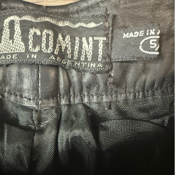 Comint Vintage Argentina Black Leather High Waist 80s Pleated 5/6 US Small - Picture 5 of 7